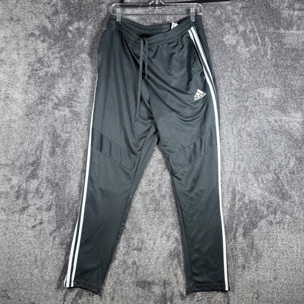 Adidas Aeroready Mens XL Gray Track Pants White 3 Stripe Zipper Ankle Joggers